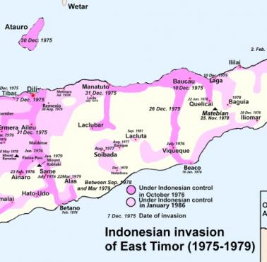 Mapa indonezyjskiej inwazji na Timor Wschodni