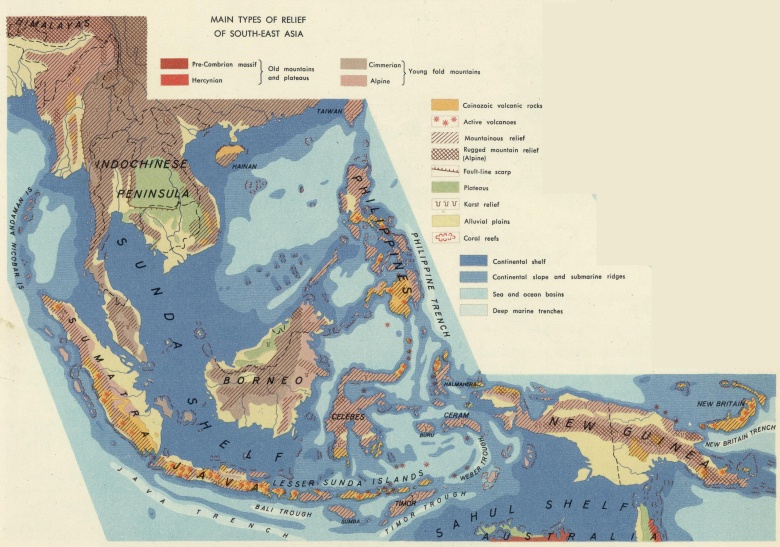 Reliefowa mapa Azji Południowo-Wschodniej (lata 60. XX wieku), 1967