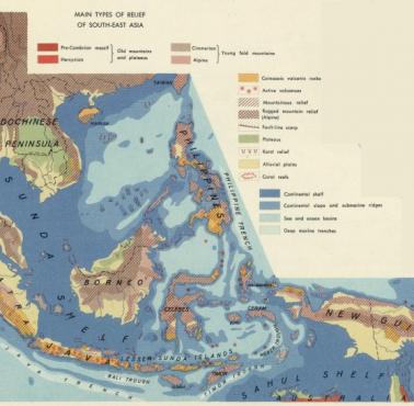 Reliefowa mapa Azji Południowo-Wschodniej (lata 60. XX wieku), 1967