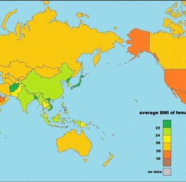 Średni wskaźnik masy ciała (BMI, wskaźnik otyłości) kobiet