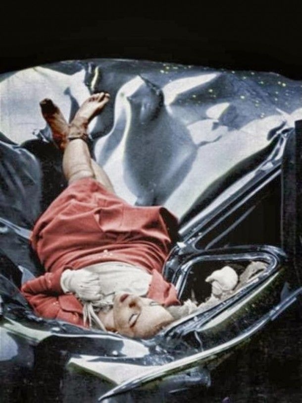 Ciało Evelyn McHale tuż po samobójczym skoku z 86. piętra Empire State Building.