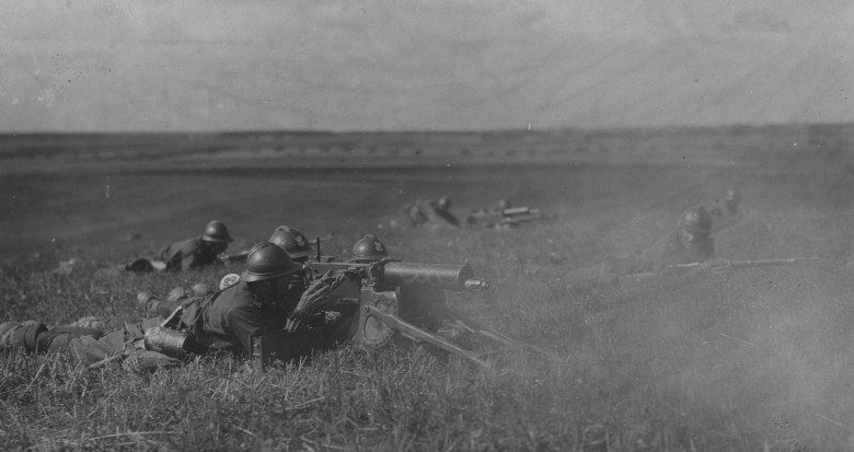 1925. Wołyń. Letnie manewry. Stanowisko ciężkiego karabinu maszynowego 7,92 mm Maxim