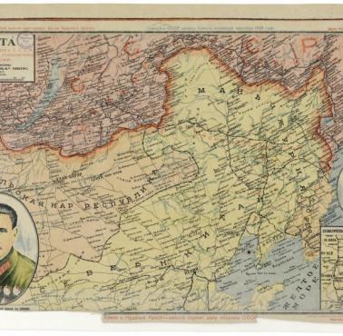 Mapa Dalekiego Wschodu ZSRR, Północnych Chin (Mandżuria) i Mongolii, którą Rosjanie oderwali później, 1930