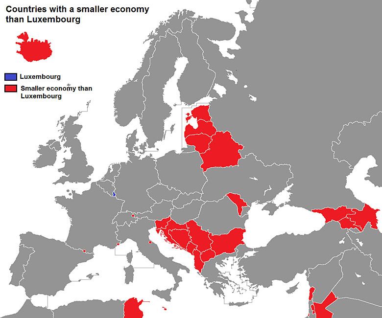 Europejskie państwa z gospodarką mniejszą od Luksemburga