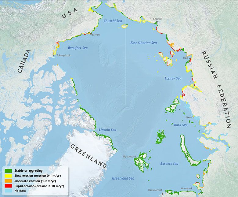 Tempo erozji wybrzeży w Arktyce