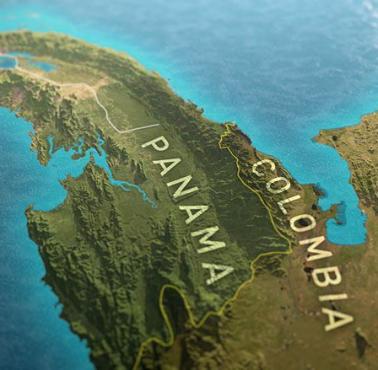 Mapa 3d Panamy i Kolumbii