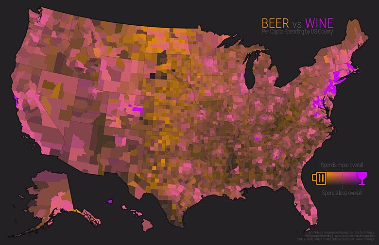 Gdzie w USA dominują miłośnicy wina, a gdzie piwa.