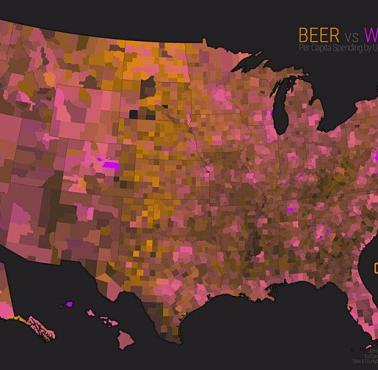 Gdzie w USA dominują miłośnicy wina, a gdzie piwa.