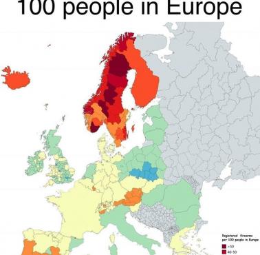 Broń na 100 mieszkańców w Europie
