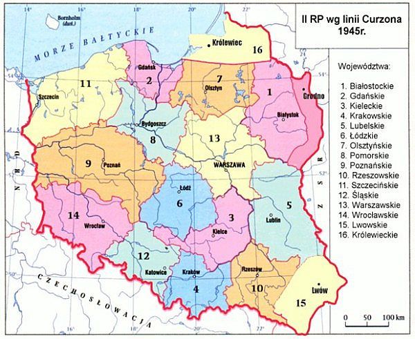 1945 rok - Jak powinna wyglądać II RP wg linii Curzona