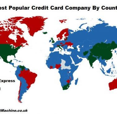 Najpopularniejsze marki kart płatniczych w poszczególnych państwach świata