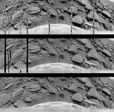Pierwsze zdjęcie powierzchni Wenus wykonane przez rosyjską sondę kosmiczną Wenera 9 w 1975 roku.