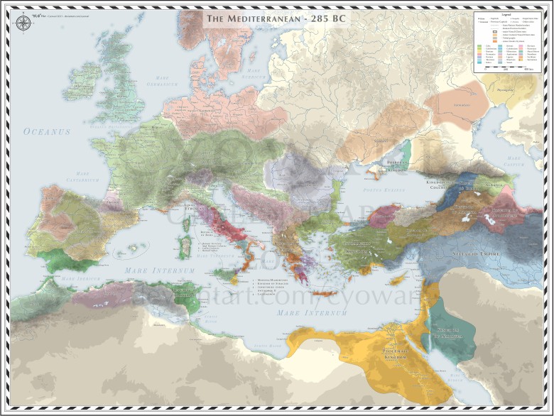 Mapa Europy w 285 roku p.n.e.