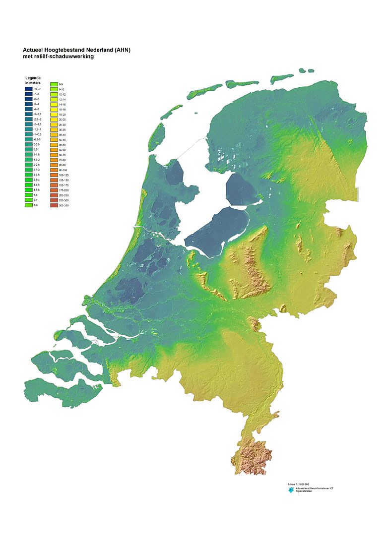 Reliefowa mapa Niderlandów