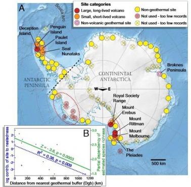 Mapa wulkanów Antarktydy
