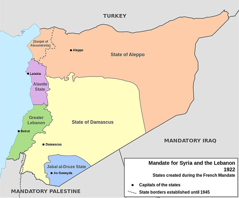 Mapa mandatu Syrii (rok 1922)