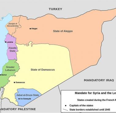 Mapa mandatu Syrii (rok 1922)