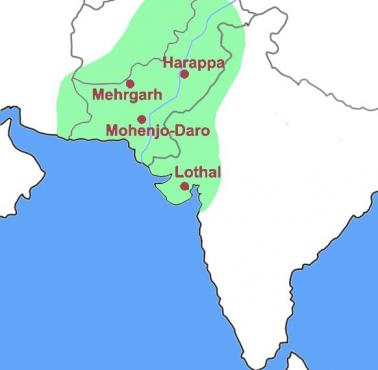 Położenie Harappy w obszarze cywilizacji doliny Indusu  2600-1900 rok p.n.e.