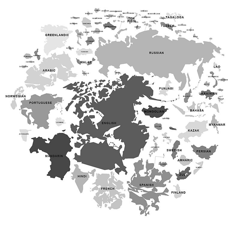 Mapa państw z dominującym językiem