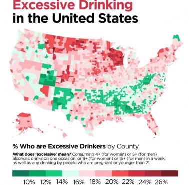 Nadmierne spożywanie alkoholu w USA z podziałem na stany i hrabstwa, brak danych o dacie