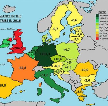 Bilans handlowy między krajami Unii w 2016 roku