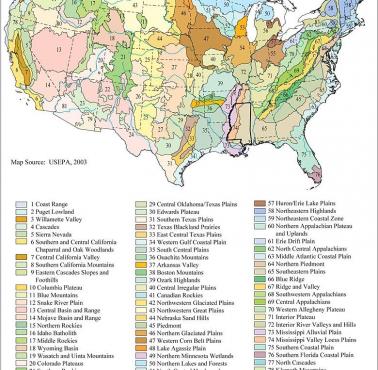 Mapa 84 ekoregionów w USA