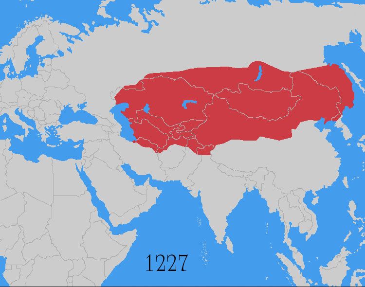 Jak zmieniały się granice Imperium Mongolskie na przestrzeni lat (animacja).