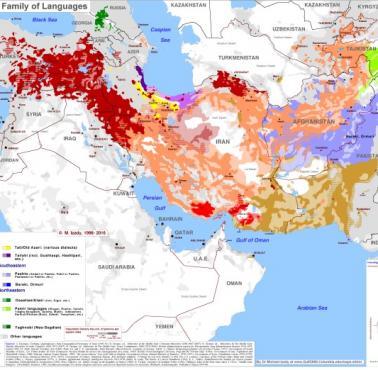 Mapa języków irańskich