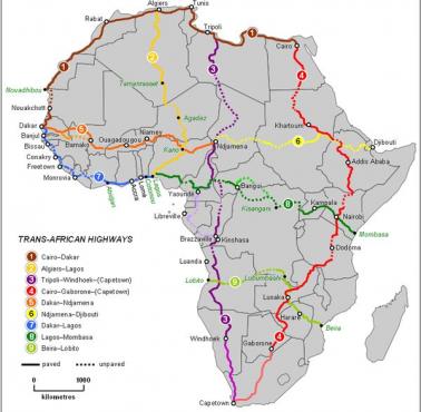 Trans-African Highways – sieć dziewięciu dróg transkontynentalnych, łączących stolice oraz główne skupiska ludności.