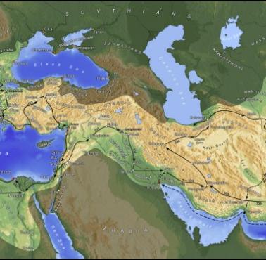 Mapa podbojów Aleksandra Wielkiego 334-323 p.n.e.