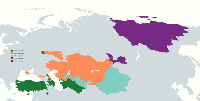 Mapa języków tureckich