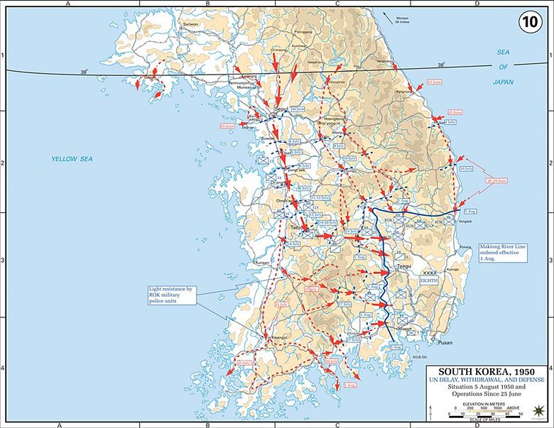 Wojna koreańska - inwazja Korei Północnej na Koreę Południową (od 25 czerwca do 5 sierpnia 1950)