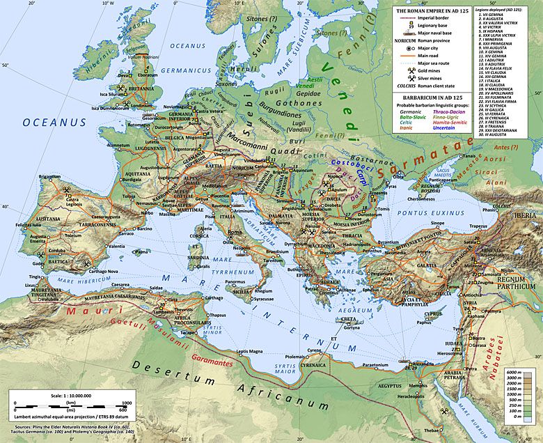 Zasięg Imperium Rzymskiego w 128 roku