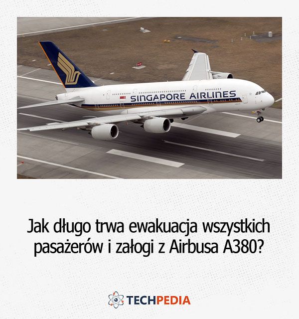Jak długo trwa ewakuacja wszystkich pasażerów i załogi z Airbusa A380?