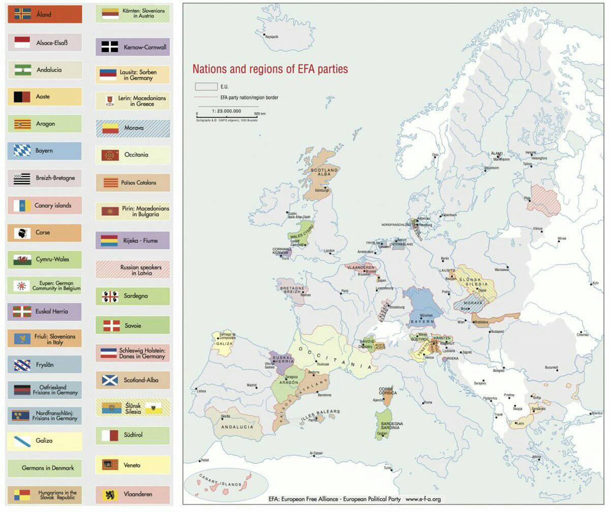 Mapa ruchów separatystycznych w Europie (co tam robi woj. małopolskie, śląskie i dolnośląskie?)