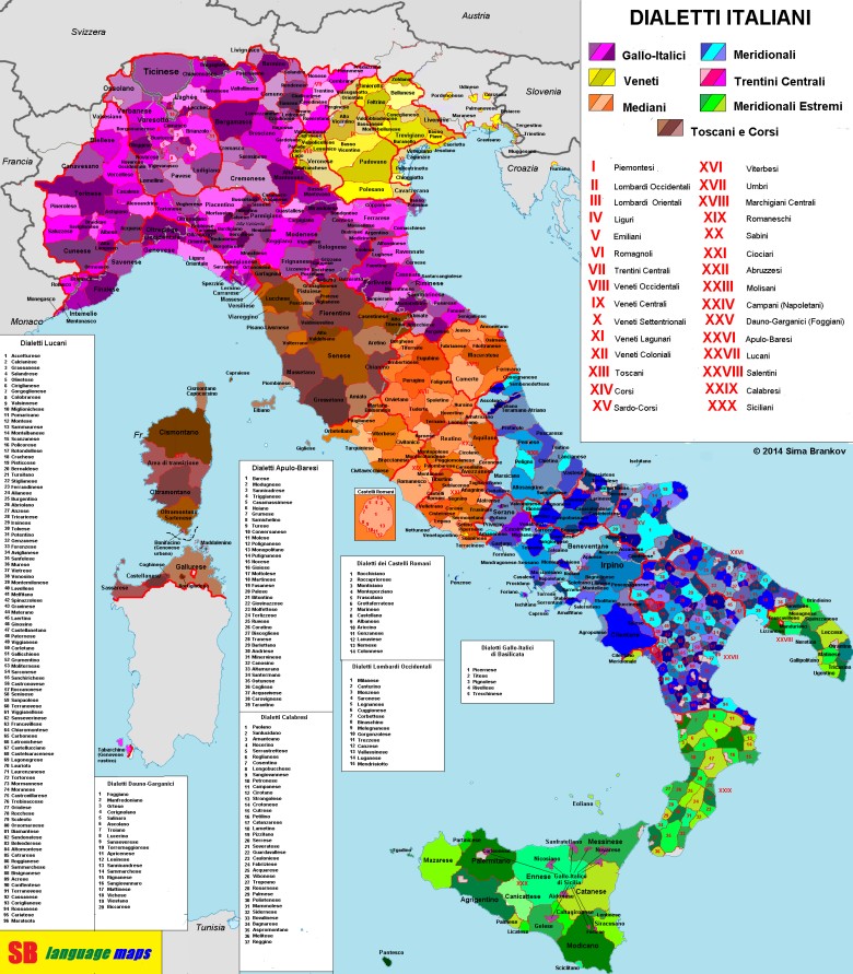 Mapa dialektów włoskich