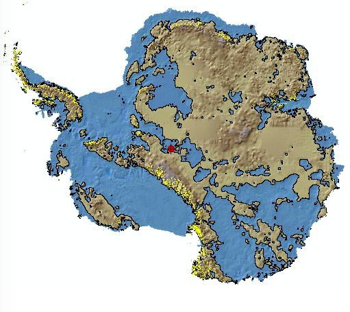 Mapa Antarktydy pozbawionej pokrywy śnieżnej