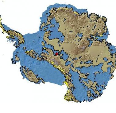 Mapa Antarktydy pozbawionej pokrywy śnieżnej