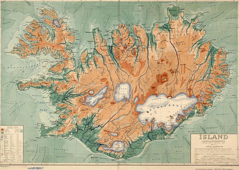 Mapa Islandii z 1928 roku