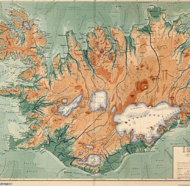 Mapa Islandii z 1928 roku