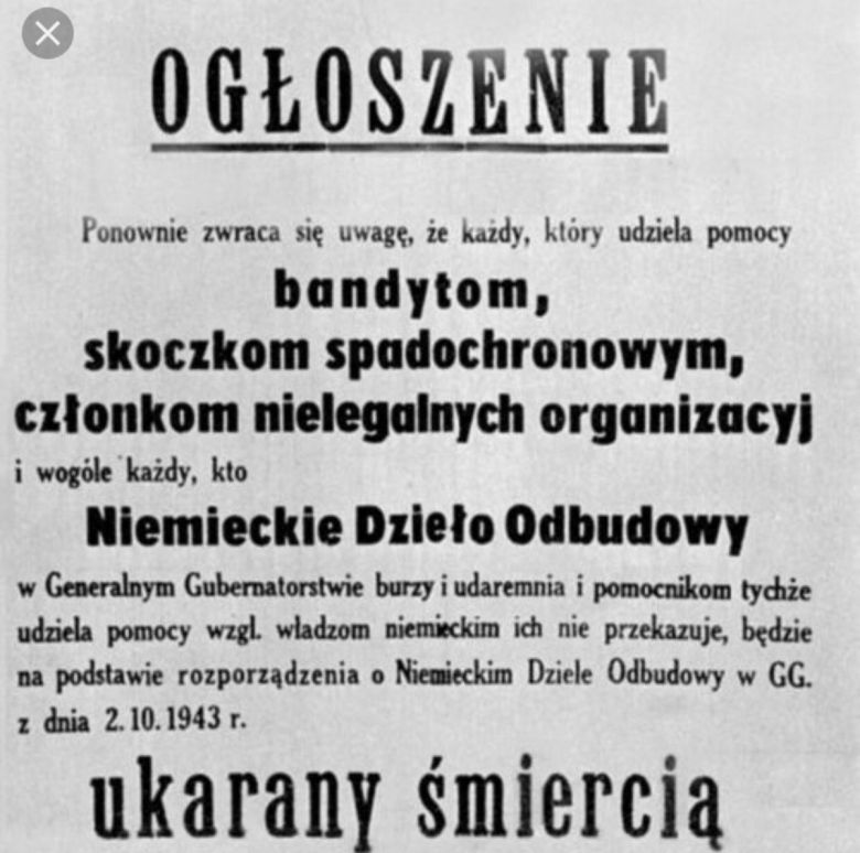 Ogłoszenie niemieckich władz na terenie okupowanej Polski podczas II wojny światowej.