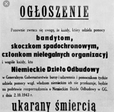 Ogłoszenie niemieckich władz na terenie okupowanej Polski podczas II wojny światowej.