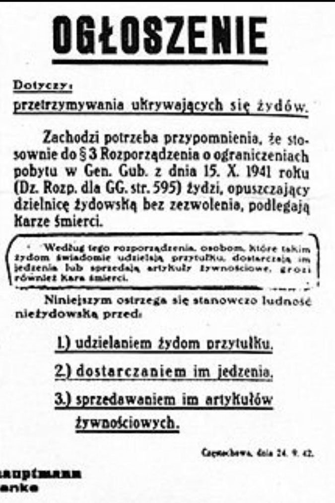 Ogłoszenie niemieckich władz na terenie okupowanej Polski podczas II wojny światowej.