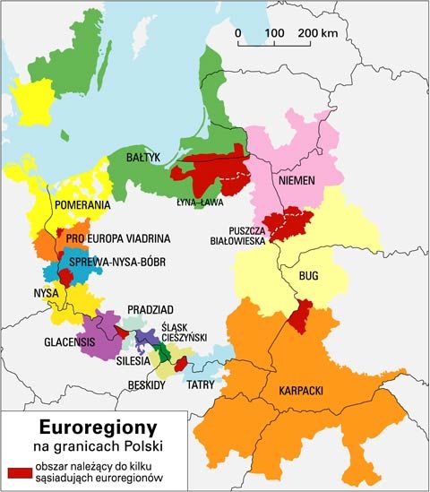 Planowane przez Unię (Niemcy) euroregiony na terenie Polski