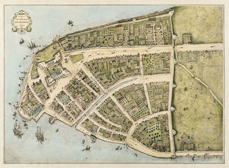 Mapa Nowego Amsterdamu (obecnie Nowy Jork) z 1660 roku