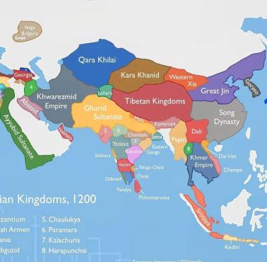 Mapa Azji w 1200 roku