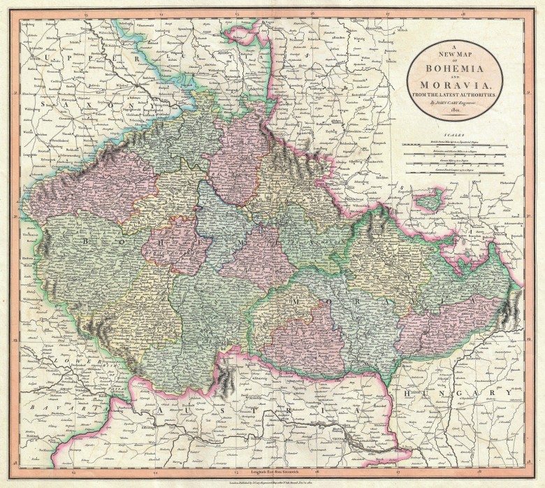 Mapa Czech i Moraw z 1801 roku