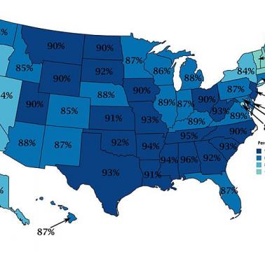 Procent wierzących w poszczególnych stanach USA