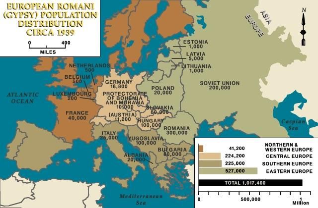 Mniejszość romska w poszczególnych krajach Europy w 1939 roku