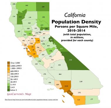 Gęstość zaludnienia Kalifornii